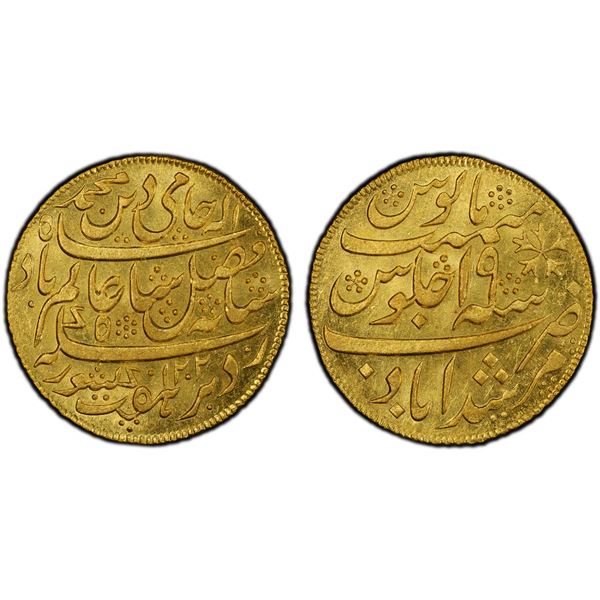 BENGAL PRESIDENCY: AV 1/2 mohur, Murshidabad, AH1202 year 19, PCGS MS64