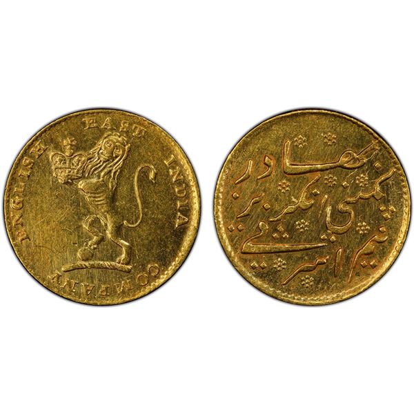 MADRAS PRESIDENCY: AV 1/2 mohur (1/2 ashrafi), ND (1819), PCGS AU details