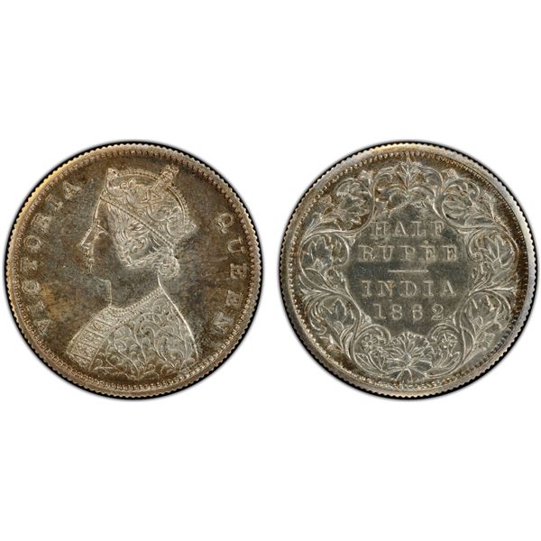 BRITISH INDIA: Victoria, Queen, 1837-1876, AR 1/2 rupee, 1862, PCGS Proof 63