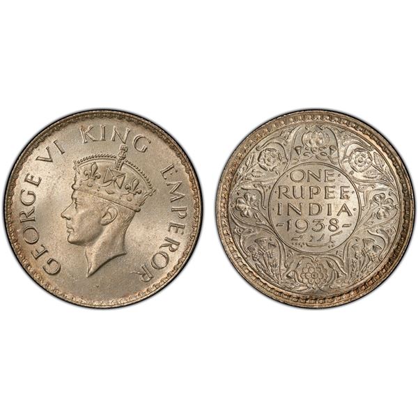 BRITISH INDIA: George VI, 1936-1947, AR rupee, 1938(b), PCGS MS65