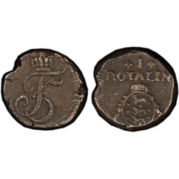 DANISH INDIA: Frederik V, 1746-1766, AR royalin, Tranquebar, ND, PCGS AU50