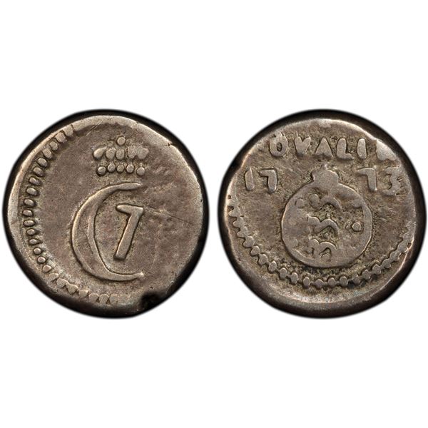 DANISH INDIA: Christian VII, 1766-1808, AR royalin, Tranquebar, 1773, PCGS EF40