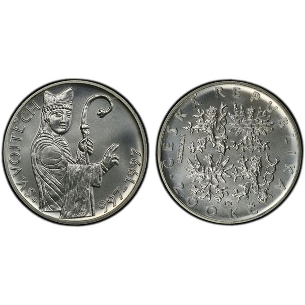 CZECH REPUBLIC: AR 200 korun, 1997, PCGS Specimen 69