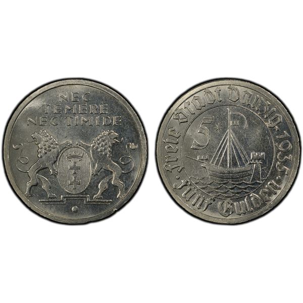DANZIG: Free City, 5 gulden, 1935, PCGS MS63
