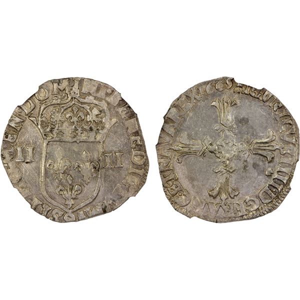 FRANCE: Henry IV, 1589-1610, AR 1/4 ecu, 1605, NGC MS63