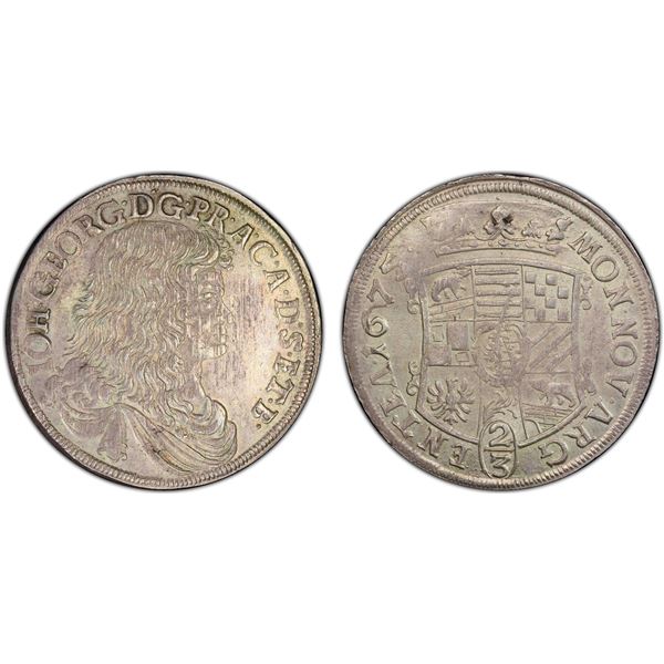 ANHALT-DESSAU: Johann Georg II, 1660-1693, AR 2/3 thaler, 1675, PCGS AU58