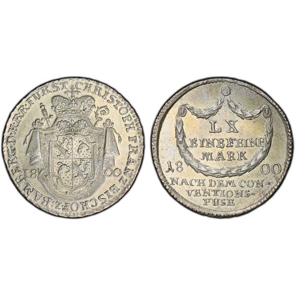 BAMBERG: Christoph Franz, 1795-1801, AR 20 kreuzer, 1800, PCGS MS63