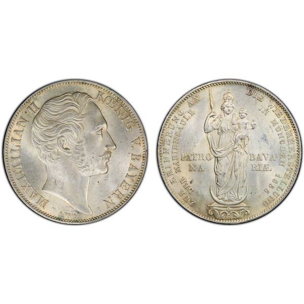 BAVARIA: Maximilian II, 1848-1864, AR 2 gulden, 1855, PCGS MS63 +