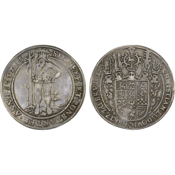 BRUNSWICK-LÜNEBURG-CALENBERG: Christian Ludwig, 1641-1665, AR 2/3 thaler (28.34g), 1652-HS, VF