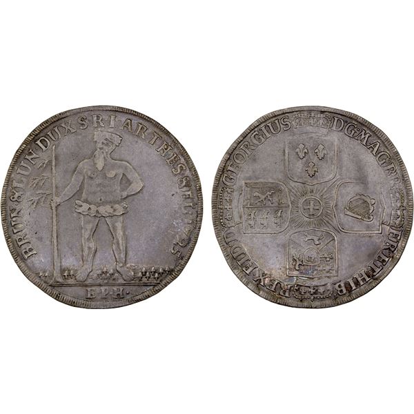BRUNSWICK-LÜNEBURG-CALENBERG-HANOVER: Georg Ludwig, 1698-1727, AR thaler (29.14g), 1725-EPH, VF