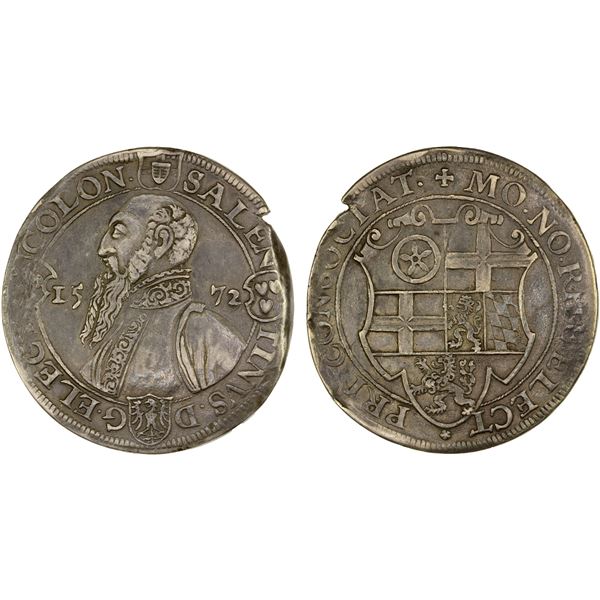COLOGNE: Salentin von Isenburg, 1567-1577, AR thaler (28.87g), 1572, VF