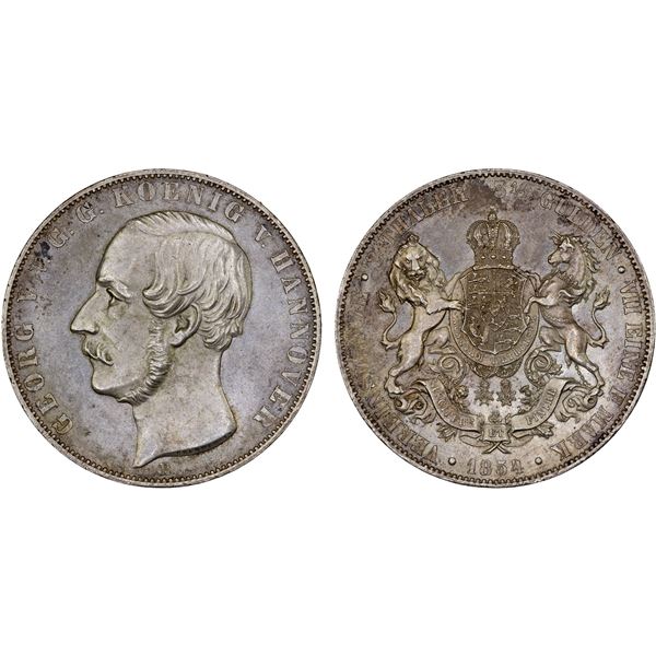 HANOVER: Georg V, 1851-1866, AR 2 thaler, 1854-B, AU