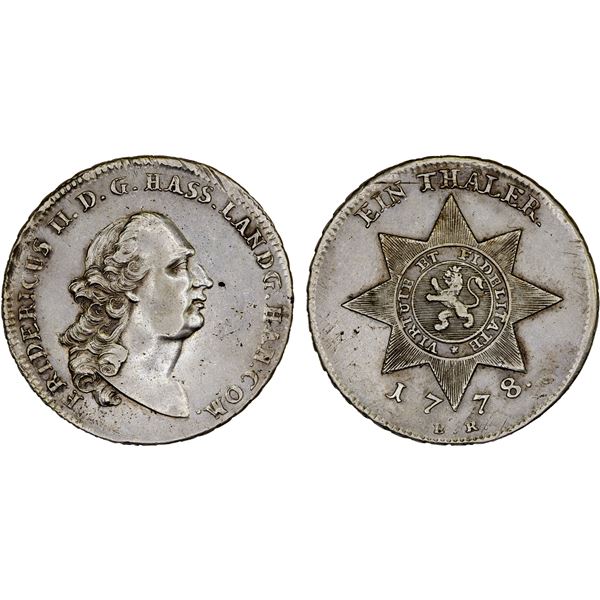 HESSE-CASSEL: Friedrich II, 1760-1785, AR thaler, 1778, XF