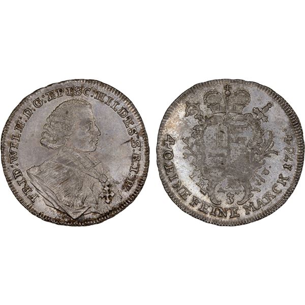HILDESHEIM: Friedrich Wilhelm von Westfalen, 1763-1789, AR 1/3 thaler, 1764, AU