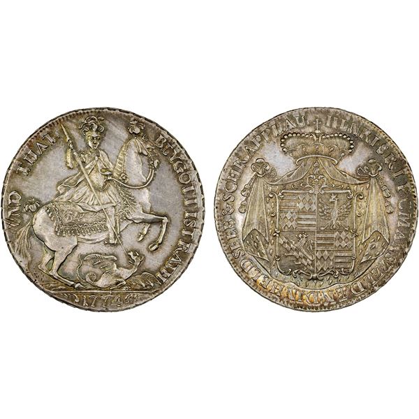 MANSFELD-BORNSTEDT: Henrich, 1717-1780, AR thaler, 1774, XF-AU