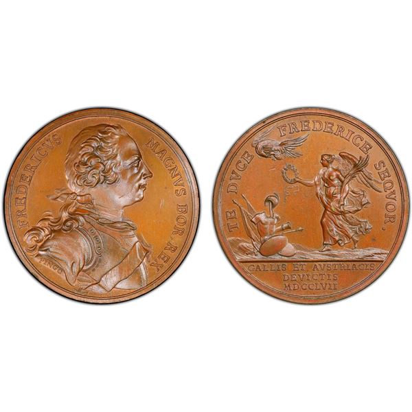 PRUSSIA: AE medal, 1757, PCGS Specimen 64 BN