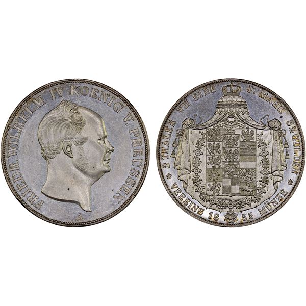 PRUSSIA: Friedrich Wilhelm IV, 1840-1861, AR 2 thaler, 1855, Unc