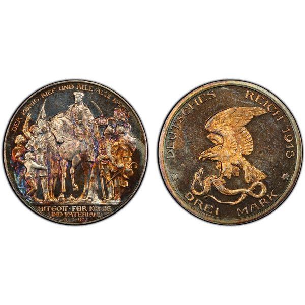 PRUSSIA: Wilhelm II, 1888-1918, AR 3 mark, 1906-A, PCGS Proof 64