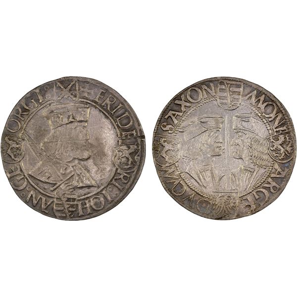 SAXONY: Johann and Georg, 1507-1525, AR guldengroschen (28.81g), ND, XF-AU