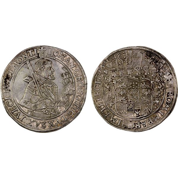 SAXONY: Hans Georg I, 1591-1656, AR thaler (29.04g), 1624, VF-XF