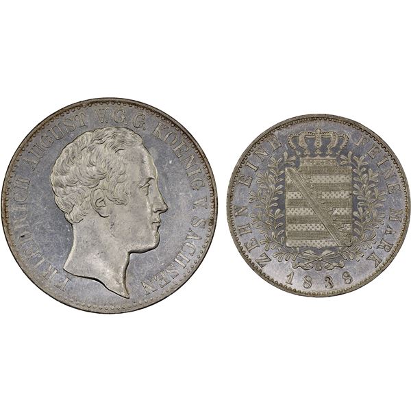 SAXONY: Friedrich August II, 1836-1854, AR thaler, 1838, Unc