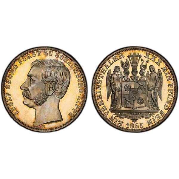 SAXE-MEININGEN: Adolph I, 1860-1893, AR vereinsthaler, 1865, PCGS Proof 64