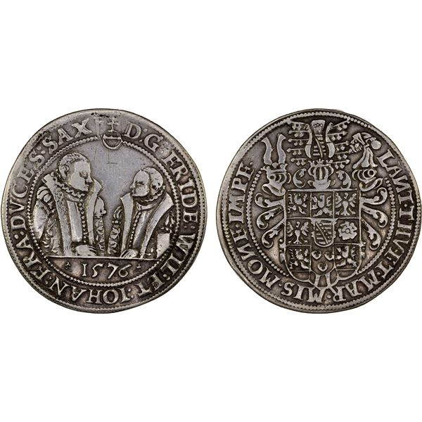 SAXE-WEIMAR: Friedrich Wilhelm and Johann, 1573-1603, AR thaler (28.96g), 1576, VF