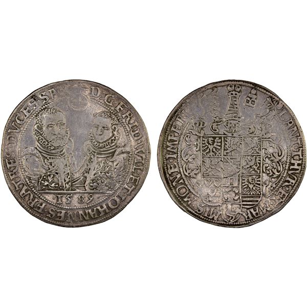 SAXE-WEIMAR: Friedrich Wilhelm and Johann, 1573-1603, AR thaler (28.90g), 1589, VF