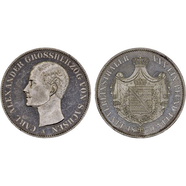 SAXE-WEIMAR-EISENACH: Karl Alexander, 1853-1901, AR thaler, 1870, Unc