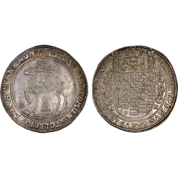 STOLBERG-STOLBERG: Johann Martin, 1638-1669, AR thaler (28.59g), 1647, AU