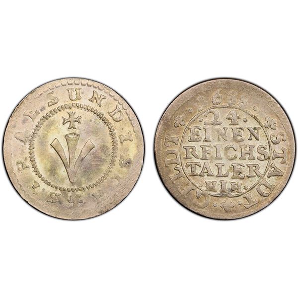 STRALSUND: Leopold I, 1657-1705, AR 1/24 thaler, 1688, PCGS MS61