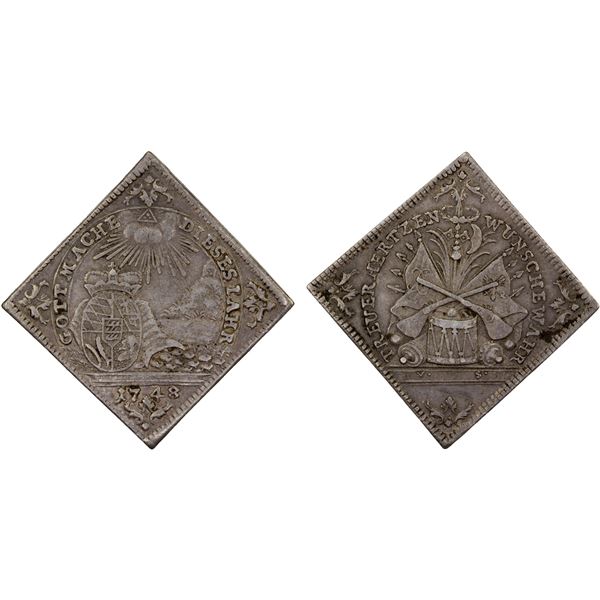 WÜRTTEMBERG: Karl Eugen, 1744-1793, AR medal (3.03g), 1748, XF