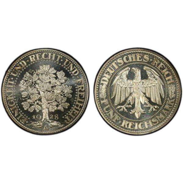 GERMANY: Weimar Republic, AR 5 reichsmark, 1927-A, PCGS Proof 67 CAM