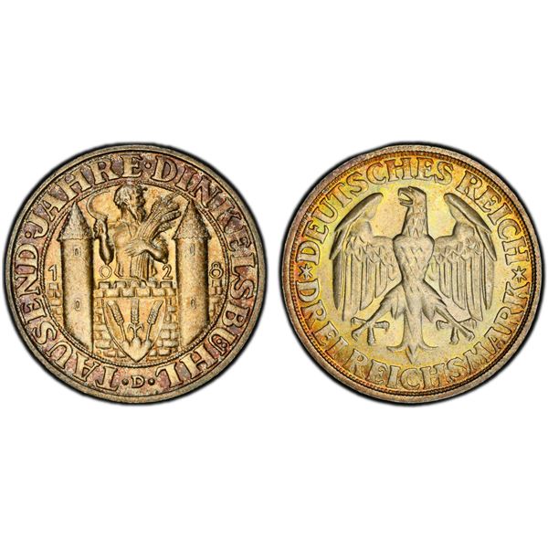 GERMANY: Weimar Republic, AR 3 reichsmark, 1928-D, PCGS MS66