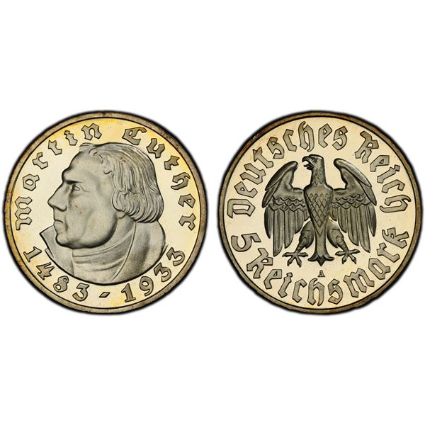 GERMANY: Third Reich, AR 5 reichsmark, 1933-A, PCGS Proof 66 CAM