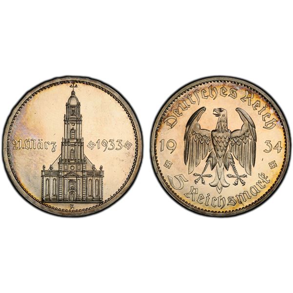 GERMANY: Third Reich, AR 5 reichsmark, 1934-A, PCGS Proof 63