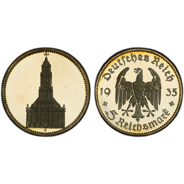 GERMANY: Third Reich, AR 5 reichsmark, 1935-F, PCGS Proof 64 DCAM