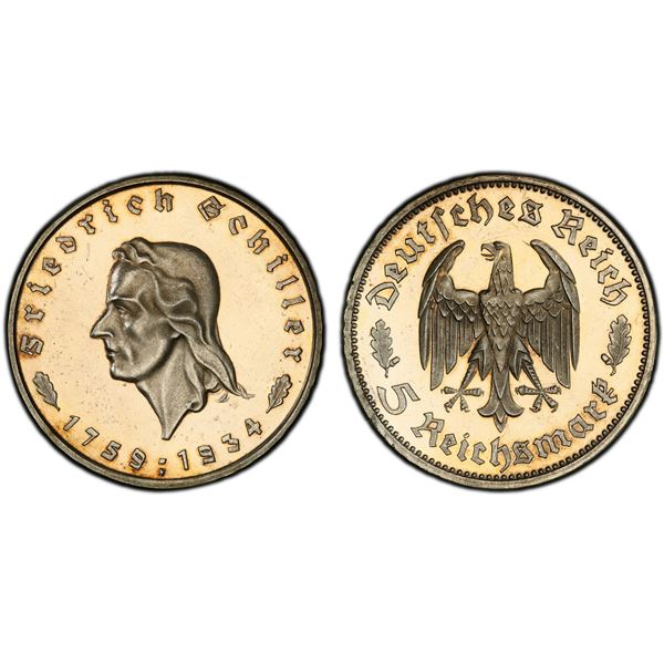GERMANY: Third Reich, AR 5 reichsmark, 1934-F, PCGS Proof 63 CAM