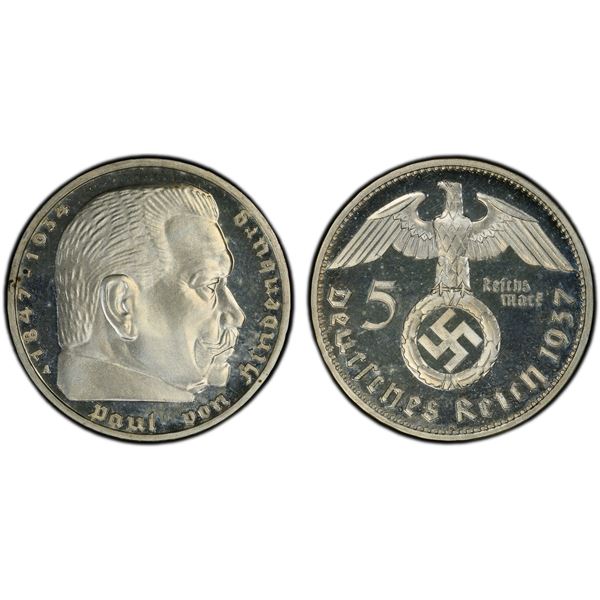 GERMANY: Third Reich, AR 5 reichsmark, 1937-A, PCGS Proof 65 CAM