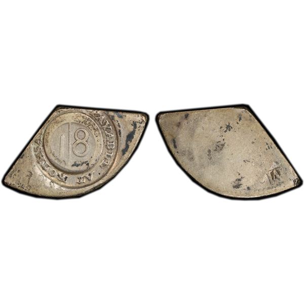 SCOTLAND: AR 1 shilling 8 pence, (6.86g), Rothesay, Isle of Bute, ND (1790-1800), PCGS FR02, F host