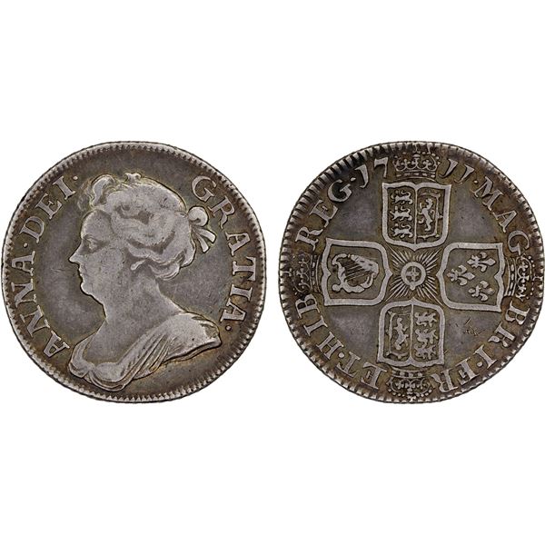 GREAT BRITAIN: Anne, 1702-1714, AR shilling, 1711, F-VF