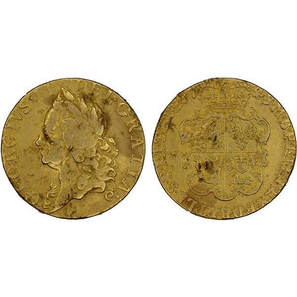GREAT BRITAIN: George II, 1727-1760, AV guinea, 1748, VF