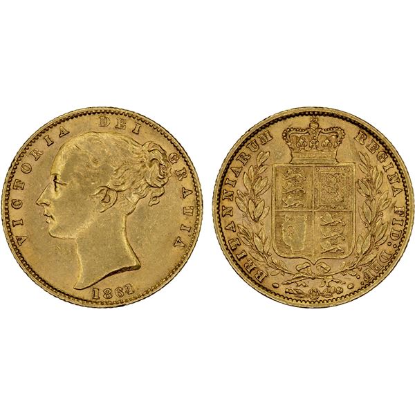 GREAT BRITAIN: Victoria, 1837-1901, AV sovereign, 1861, XF