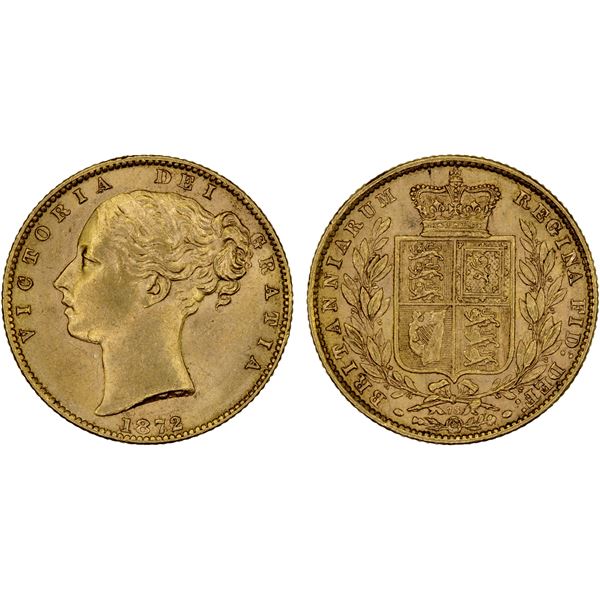 GREAT BRITAIN: Victoria, 1837-1901, AV sovereign, 1872, AU