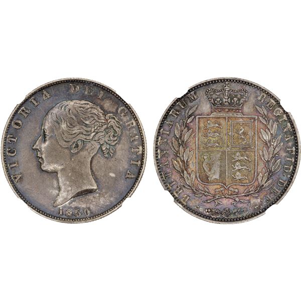 GREAT BRITAIN: Victoria, 1837-1901, AR halfcrown, 1850, NGC AU53