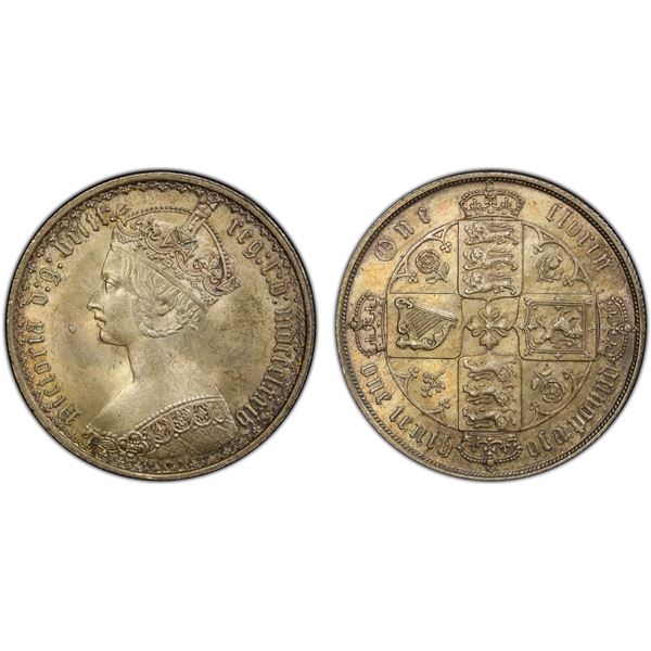 GREAT BRITAIN: Victoria, 1837-1901, AR florin, 1874, PCGS MS64