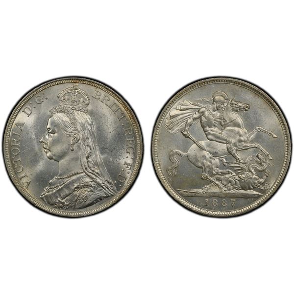 GREAT BRITAIN: Victoria, 1837-1901, AR crown, 1887, PCGS MS63