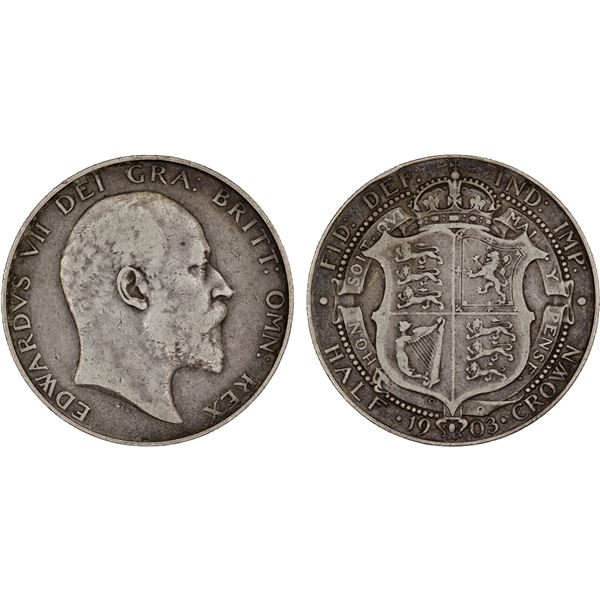 GREAT BRITAIN: Edward VII, 1901-1910, AR halfcrown, 1903, F-VF