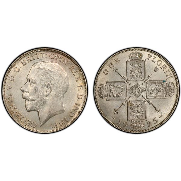 GREAT BRITAIN: George V, 1910-1936, AR florin, 1925, PCGS MS63