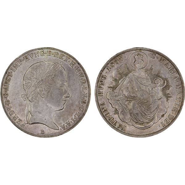 HUNGARY: Ferdinand V, 1835-1848, AR thaler, 1837-B, XF